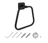 JASSFERRY Black Trapezoidal Towel Ring Wall Mounted for Bathroom, Kitchen Bath Towel Holder Hangers