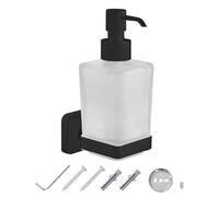 JASSFERRY Black Wall Mounted Soap Dispenser and Square Holder Frosted Glass Lotion Dispenser Set