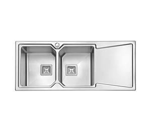 JASSFERRY Brilliant Inset Kitchen Sink 1.2 mm Thickness Stainless Steel Double 2.0 Large Rectangle Bowl Right Hand Drainer Square Strainer Plug Waste Pipe Kit
