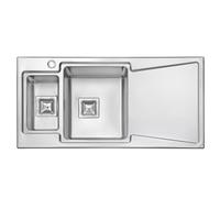 JASSFERRY Brilliant Inset Kitchen Sink 1.2 mm Thickness Stainless Steel One Half 1.5 Large Rectangle Bowl Right Hand Drainer Square Strainer Plug Waste Pipe Kit