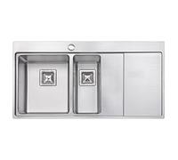 JASSFERRY Brilliant Kitchen Sink Inset 1.2 mm Thickness Stainless Steel One Half 1.5 Large Rectangle Bowl Righthand Drainer Square Strainer Plug Waste Pipe Kit