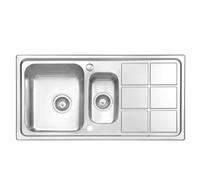 JASSFERRY Brilliant Stainless Steel Kitchen Sink 1.5 One Half Square Bowl Rome Design Rectangle Drainer with Strainer Waste, 970 X 500 mm