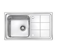 JASSFERRY Brilliant Stainless Steel Kitchen Sink Single 1.0 Square Bowl Reversible Rectangle Drainer with Strainer Waste Rome Design 860 x 500 mm