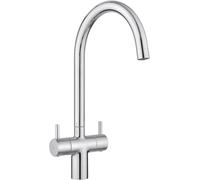 JASSFERRY Chrome Kitchen Mixer Tap Two Lever Handles Monobloc Sink Faucet Ceram