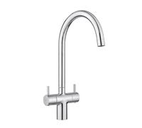 JASSFERRY Chrome Kitchen Mixer Tap Two Lever Handles Monobloc Sink Faucet Ceramic Valve Cartridge Swivel Spout Chrome