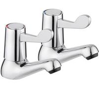 Jassferry Chrome Pair Of Basin Pillar Taps Top Lever Handle Set Of 2, 1/2"