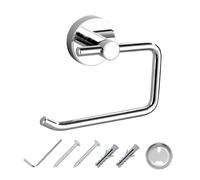 JASSFERRY C Round Wall Mounted Toilet Roll Holder Chrome Loo Paper Holders Bath Towel Storage Mount Stand for Bathroom