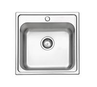 JASSFERRY Drop-in Kitchen Sink Stainless Steel Single Square Bowl for Campervan RV with Pre-drilled Tap Hole 500 x 500 MM