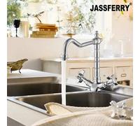 Jassferry French Mixer Tap Classic Kitchen Sink Crosshead Handle Chrome