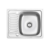 JASSFERRY Inset Kitchen Sink Stainless Steel Single 1 Bowl with Reversible Drainboard 580 x 480 mm