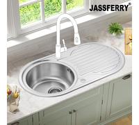 JASSFERRY Inset Round Bowl Kitchen Sink Reversible in Silver JASSFERRY Silver