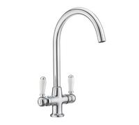 Jassferry Kitchen Mixer Tap Elegant White Ceramic Dual Handle Monobloc Sink Faucet Chrome