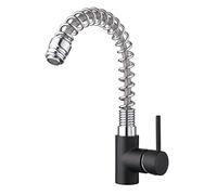 JASSFERRY Kitchen Mixer Tap Heavy Duty Brass Black Body Single Lever Monobloc Sink Faucet with Chrome Spring Swivel Spout