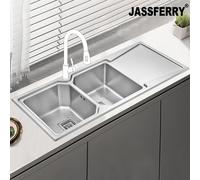 Kitchen Sink 1.2 mm Double Bowl Right Drainer JASSFERRY Silver One Size