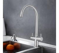 JASSFERRY Chrome Kitchen Mixer Tap Two Lever Handles Monobloc Sink Faucet Ceramic Valve Cartridge Swivel Spout Chrome