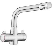 Jassferry Kitchen Sink Mixer Tap Swivel Spout Dual Dial Lever Chrome