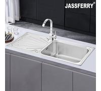 Jassferry Kitchen Sink Stainless Steel Large Bowl Welding Style Inset Reversible Drainer