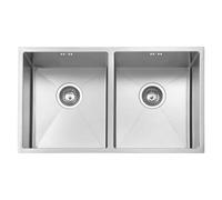 JASSFERRY Kitchen Sink Undermount Handmade Design 1.2mm Thickness Square Stainless Steel Double 2 Bowl with Waste Pipes, 745 X 440 mm