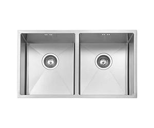 JASSFERRY Kitchen Sink Undermount Handmade Design 1.2mm Thickness Square Stainless Steel Double 2 Bowl with Waste Pipes, 745 X 440 mm