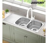 Matt Kitchen Sink Stainless Steel Reversible Drainer JASSFERRY Silver One Size