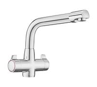 JASSFERRY Monobloc Brass Kitchen Sink Mixer Tap Quarter Turn Lever Handles Swivel Spout Polished Chrome