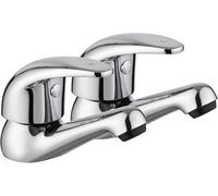 Jassferry Pair Of Basin Pillar Taps Top Lever Handle For Bathroom Sink Chrome Polished 1/2"