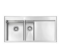 JASSFERRY Premium Handmade Stainless Steel Kitchen Sink 1.5 Bowl 1.2mm Thickness Inset Right Hand Drainer with Strainer Waste Kit