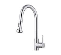 JASSFERRY Pull Out Kitchen Mixer Tap Chrome 360-degree Swivel Spout Pull Down Sprayer Single Handle High Arc Sink Rinse Brass Faucet