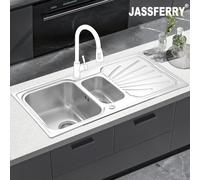 Jassferry Stainless Steel Kitchen Sink 1.5 One Half Welding Bowl Reversible Drainer