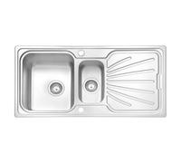 JASSFERRY Stainless Steel Kitchen Sink 1.5 One Half Welding Style Bowl Reversible Drainer with Strainer Waste, 1000 X 500 mm