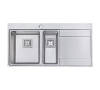 JASSFERRY Stainless Steel Kitchen Sink 1000 x 520mm, One and Half 1.5 Bowl Sinks with Right Hand Drainer, Square Strainer Waste