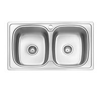 JASSFERRY Stainless Steel Kitchen Sink 2 Double Bowl Welding Style Design with Strainer Waste, 860 X 500 mm