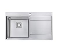 JASSFERRY Stainless Steel Kitchen Sink 860 x 520mm, Single Bowl Sinks with Right Hand Drainer, Square Strainer Waste