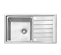 JASSFERRY Stainless Steel Kitchen Sink Como Single Bowl Inset Reversible Drainer & Strainer Waste Pipes Clips - 10 Years Warranty