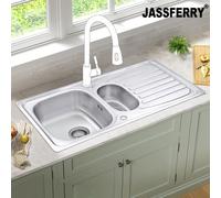 Jassferry Stainless Steel Kitchen Sink Inset 1.5 Bowl Reversible Drainer