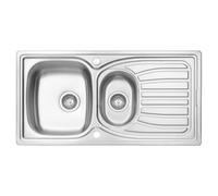 JASSFERRY Stainless Steel Kitchen Sink Inset 1.5 One Half Bowl Reversible Drainer with Waste Pipes Clips, 980 x 510 mm 10 Year Warranty