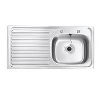 JASSFERRY Stainless Steel Kitchen Sink, Left Hand Drainer Inset Drop-in Single 1 Bowl, 930 x 480 mm, Two Pre-drilled Tap Hole