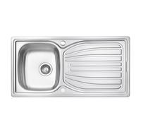 JASSFERRY Stainless Steel Kitchen Sink Single 1.0 Bowl Reversible Top Overflow Hole with Waste Pipes Clips, 980 x 510 mm