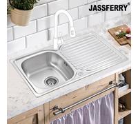 Jassferry Stainless Steel Kitchen Sink Single Bowl Inset Reversible Drainer