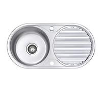 JASSFERRY Stainless Steel Round 1.0 Single Bowl Topmount Installation Kitchen Sink Caravan Inset with Reversible Drainboard 10 Years Warranty