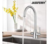 JASSFERRY Swan Neck Kitchen Mixer Tap Swivel Spout in Silver JASSFERRY Silver