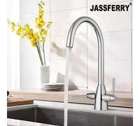 Jassferry Swan Neck Mixer Tap Kitchen Sink Swivel Round Spout Chrome