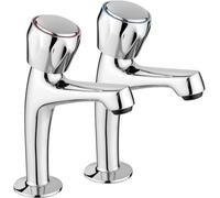 Jassferry Tall Pair Of Bathroom Basin Pillar Taps High Neck Knob Handle Chrome 1/2"