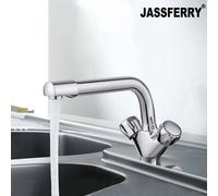 Jassferry Traditional Kitchen Mixer Tap Chrome Polish Dual Lever Swivel