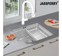 Jassferry Undermount Kitchen Sink Single Bowl Stainless Steel Dish Drainer Rack, 490 X 440 mm