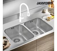 Jassferry Undermount Square Stainless Steel Kitchen Sink 2 Double Bowl