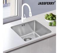 Jassferry Undermount Stainless Steel Kitchen Sink 1 Single Deep Square Bowl, 440 X 440 mm