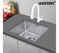 Jassferry Undermount Stainless Steel Kitchen Sink 1 Single Deep Square Bowl, 490 X 440 mm