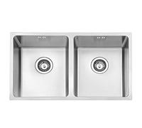 JASSFERRY Undermount Stainless Steel Kitchen Sink Tight Radius Double 2 Bowl with Strainer Waste, 750 X 440 mm