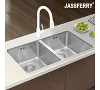Jassferry Undermount Stainless Steel Kitchen Sink Tight Radius Double Bowl